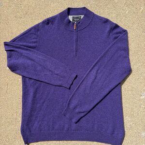 Nordstrom Men's 100% cashmere Quarter Zip Sweater work casual purple men’s XXL